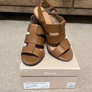 Madewell Wide-Strap Heeled Sandals in Leather